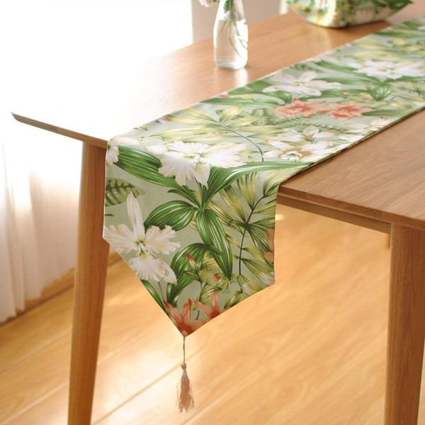 BZ390 French high-grade cotton table runner pastoral countryside large flower table coffee table TV cabinet