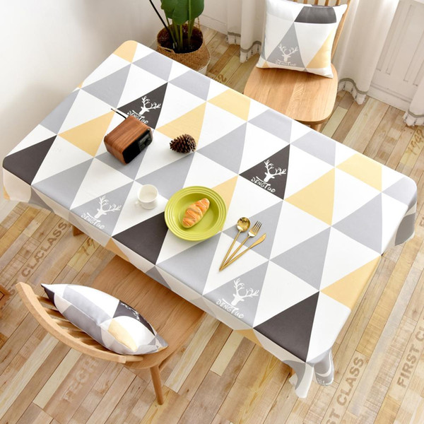 Upscale Yellow Deer Geometry Cotton Linen Tablecloth New Home Kitchen Decor Dinner Table Top Cover Wedding Party Table Runner
