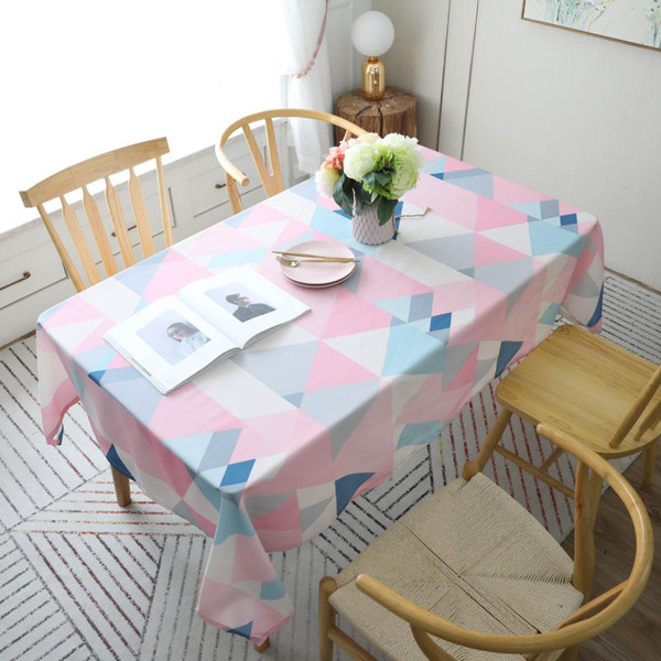 Upscale Pink Simple Geometry Cotton Linen Tablecloth New Home Kitchen Decor Dinner Table Top Cover Wedding Party Table Runner