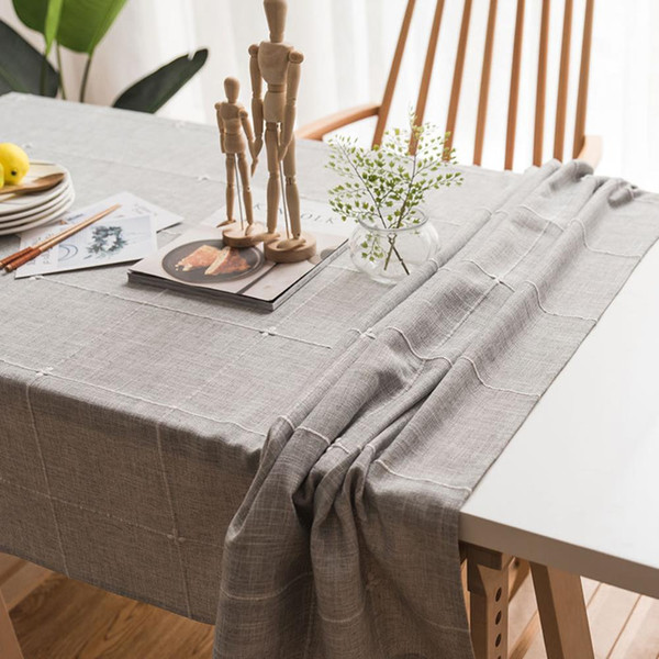 Upscale Coffee Nordic Grid Cotton Linen Tablecloth New Home Kitchen Decor Dinner Table Top Cover Wedding Party Table Runner
