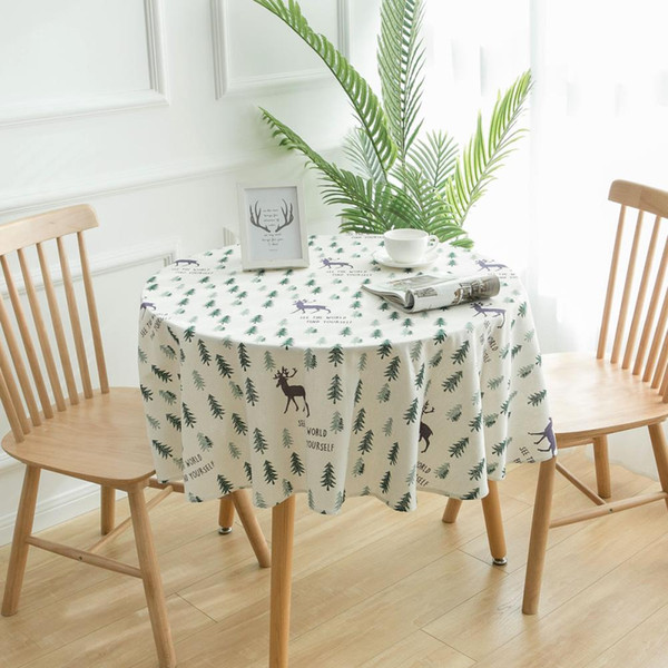 Upscale Round Cotton Linen Tablecloth 150cm 59inch New Home Kitchen Decor Dinner Table Top Cover Wedding Party Table Runner