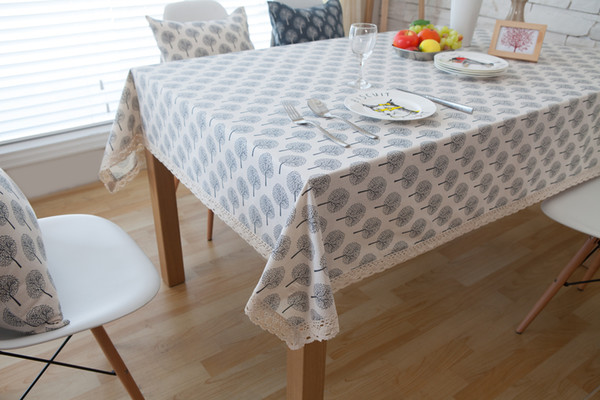 Handmade White Nordic Leaf Cotton Linen Tablecloth New Home Kitchen Decor Dinner Table Top Cover Wedding Party Table Runner
