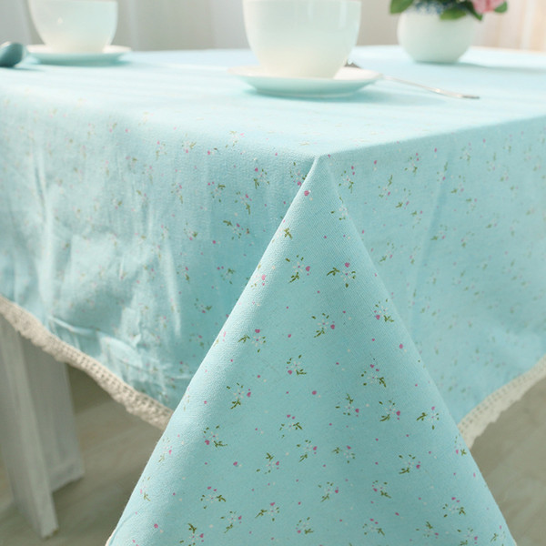 Handmade Green Flower Cotton Linen Tablecloth New House Kitchen Decor Dinner Table Top Cover Wedding Party Table Runner