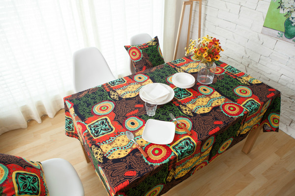 Handmade Boho Sunflower Cotton Linen Tablecloth Houseware Kitchen Decor Dinner Table Top Cover Wedding Party Table Runner