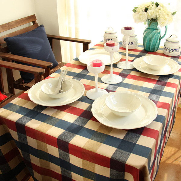 Handmade Edinburgh Grid Cotton Linen Tablecloth New Home Kitchen Decor Dinner Table Top Cover Wedding Party Table Runner