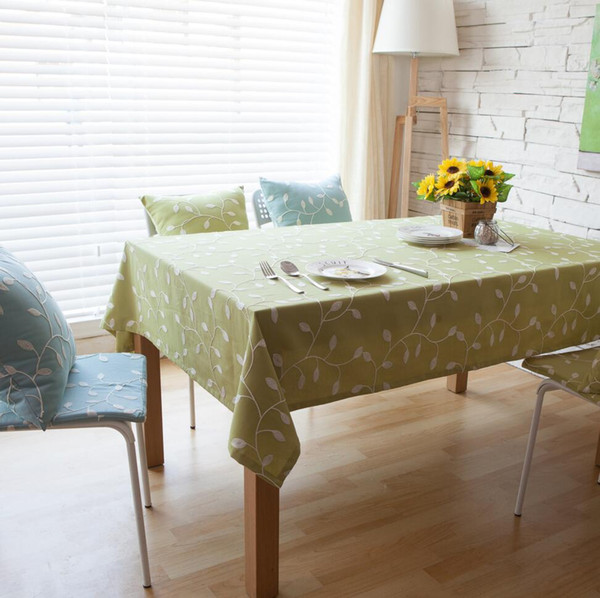 Handmade Green White flower Cotton Linen Tablecloth New Home Kitchen Decor Dinner Table Top Cover Christmas Gift Table Runner