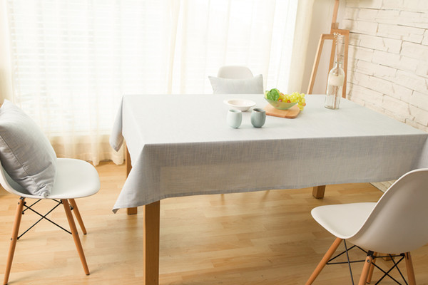 Handmade Light Blue Japan Nordic Cotton Linen Tablecloth New Home Kitchen Decor Dinner Table Top Cover Wedding Party Table Runner