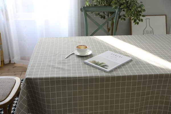 Handmade Nordic Gray Grid Cotton Linen Tablecloth New Home Kitchen Decor Dinner Table Top Cover Wedding Party Table Runner