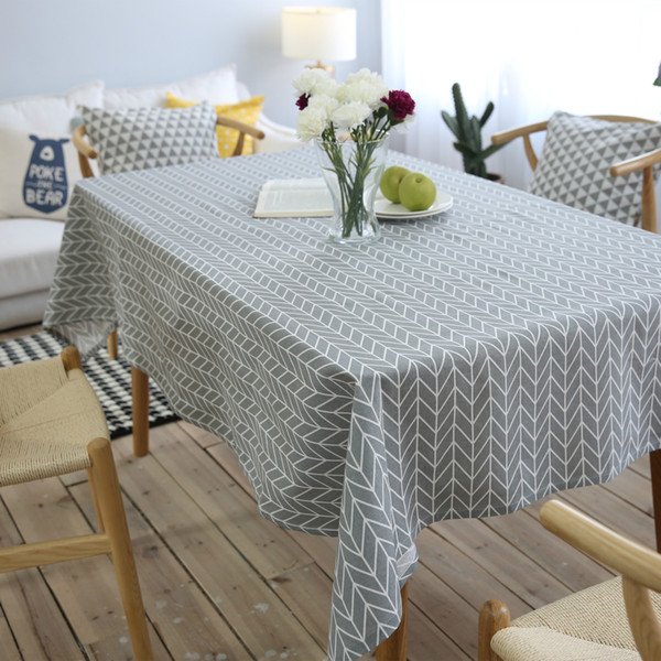 Handmade Gray Nordic Arrow Cotton Linen Tablecloth New Home Kitchen Decor Dinner Table Top Cover Wedding Party Table Runner