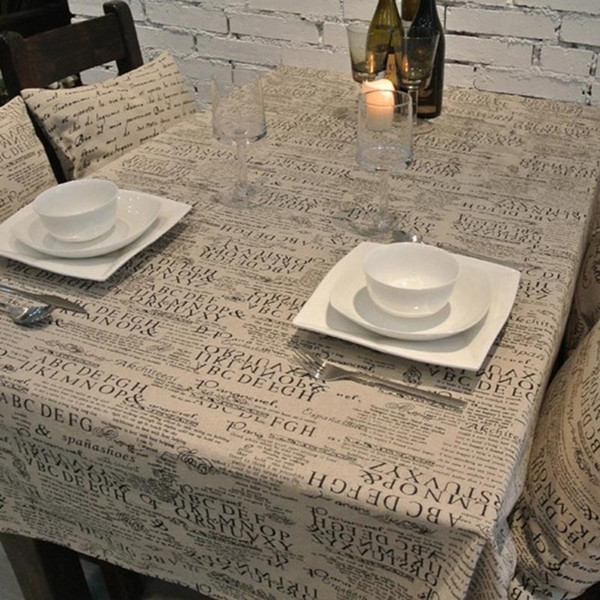 Handmade Vintage Newspaper Cotton Linen Tablecloth New Home Kitchen Decor Dinner Table Top Cover Wedding Party Table Runner