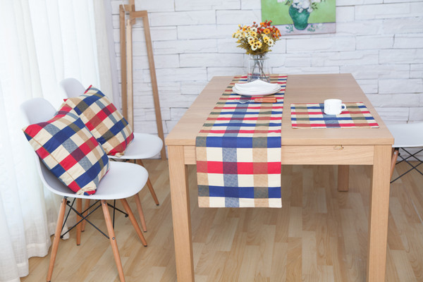 Handmade Nordic Edinburgh Grid Cotton Linen Table Runner New Home Kitchen Decor Dinner Table Top Cover Wedding Evening Party Tablecloth