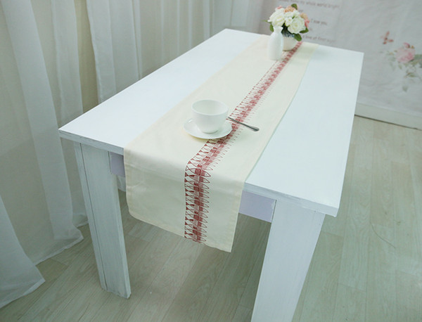 Handmade Red Fish Cotton Linen Table Runner New Home Kitchen Decor Dinner Table Top Cover Wedding Evening Party Tablecloth