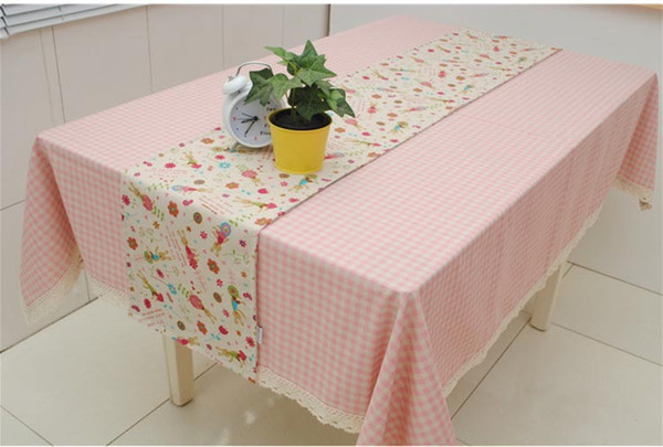 Handmade Easter Bunny Cotton Linen Table Runner New Home Kitchen Decor Dinner Table Top Cover Wedding Evening Party Tablecloth