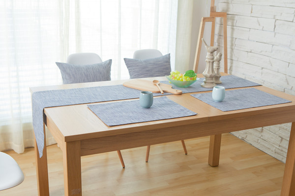 Handmade Nordic Gray Blue Cotton Linen Table Runner New Home Kitchen Decor Dinner Table Top Cover Wedding Evening Party Tablecloth