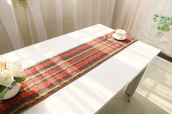 Handmade Boho Red Stripe Cotton Linen Table Runner New Home Kitchen Decor Dinner Table Top Cover Wedding Evening Party Tablecloth