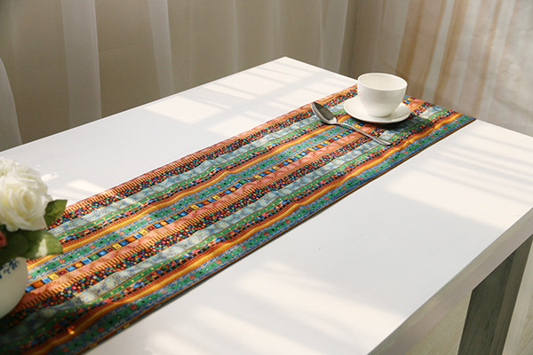 Handmade Boho Brown Stripe Cotton Linen Table Runner New Home Kitchen Decor Dinner Table Top Cover Wedding Evening Party Tablecloth