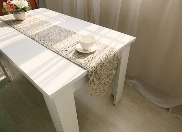 Handmade Europe Words Cotton Linen Table Runner New Home Kitchen Decor Dinner Table Top Cover Wedding Evening Party Tablecloth