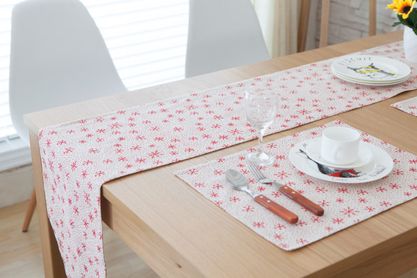Handmade Red Snow Christmas Cotton Linen Table Runner New Home Kitchen Decor Dinner Table Top Cover Wedding Evening Party Tablecloth