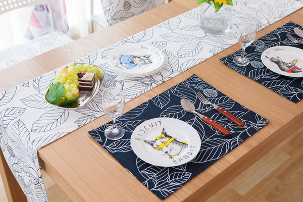 Handmade White Leaf Cotton Linen Table Runner New Home Kitchen Decor Dinner Table Top Cover Wedding Evening Party Tablecloth