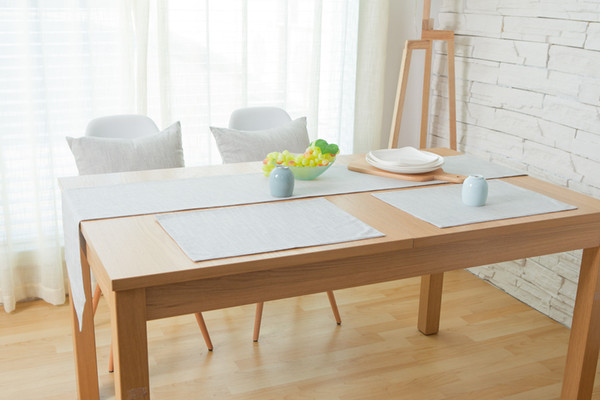 Handmade Nordic Gray Beige Cotton Linen Table Runner New Home Kitchen Decor Dinner Table Top Cover Wedding Evening Party Tablecloth