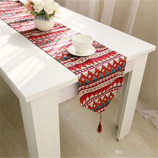 BZ371-2 Fashion table runner linen cotton printed table covers dustproof wedding party home table decoration high quality