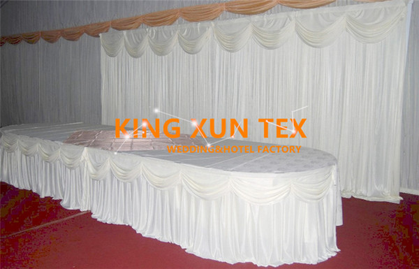 White Color Ice Silk Table Skirt For Table Cloth Decoration \ Cheap Wedding Table Skirting Free Shipping