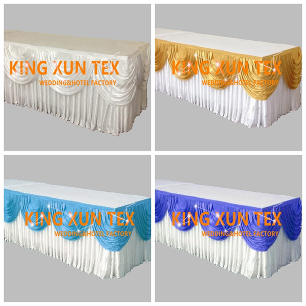 Cheap Price Ice Silk Table Skirt Table Cloth Skirting For Wedding And Event Decoration Free Shipping