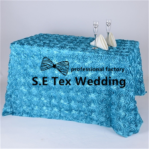 Nice Looking Rectangular Satin Rosette Table Cloth \ Wedding Tablecloth For Party Event Decoration