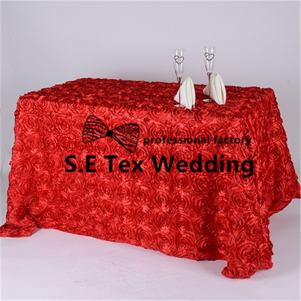 Hot Sale Rectangular Satin Rosette Table Cloth \ Wedding Tablecloth For Party Event Decoration