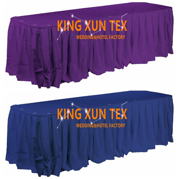 Factory Price Polyester Table Skirt \ Table Cloth Skirting For Wedding And Event Decoration Free to Door Shipping