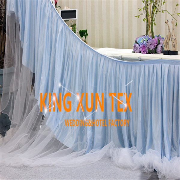 New Design Ice Silk Table Skirt Witht Tutu Fabric For Table Cloth Decoration \ Cheap Wedding Table Skirting Free Shipping