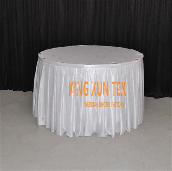 Wholesale Price Satin Table Skirt \ Table Cloth Skirting For Wedding And Event Decoration Free To Door Shipping