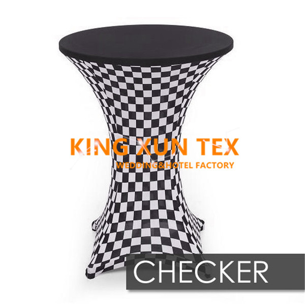 Strpped Or Checker Printed Lycra Spandex Cocktail Table Cover \ Cheap Wedding Table Cloth Free To Door Shipping