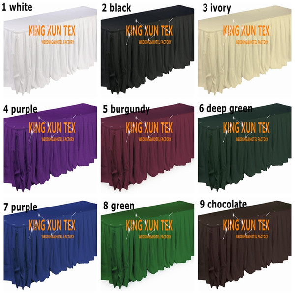 High Thick Polyester Table Skirt \ Table Cloth Skirting For Wedding And Event Decoration Free to Door Shipping