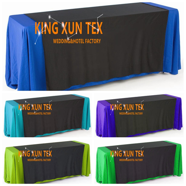 6ft Long Rectangular Polyester Table Cloth With Top Black Color Table Runner For Wedding And Event Decoration