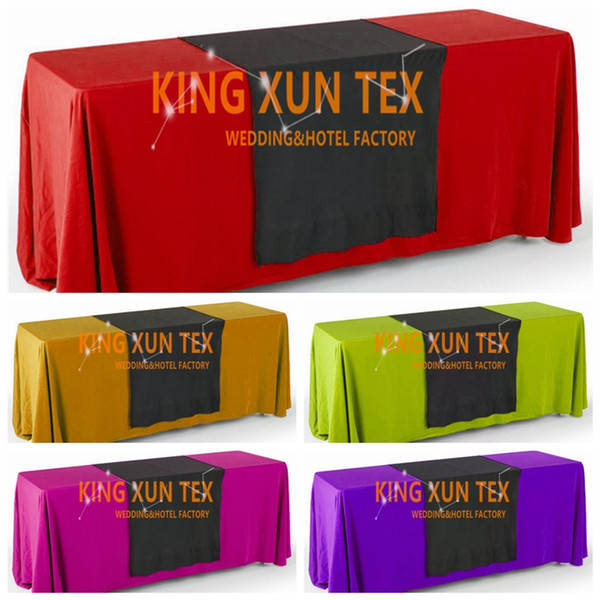 Wholesale Rectangular Polyester Table Cloth With Top Black Color Table Runner For Wedding And Event Decoration