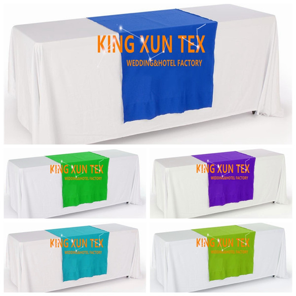 White Color Rectangular Polyester Table Cloth With Top Colors Table Runner For Wedding And Event Decoration