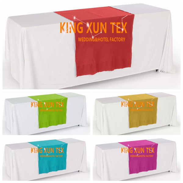 Good Looking White Color Rectangular Polyester Table Cloth With Top Colors Table Runner For Wedding And Event Decoration