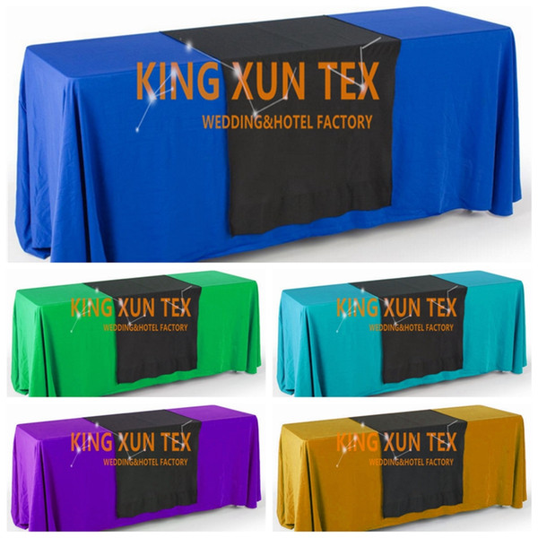 Thick Rectangular Polyester Table Cloth With Top Black Color Table Runner For Wedding And Event Decoration