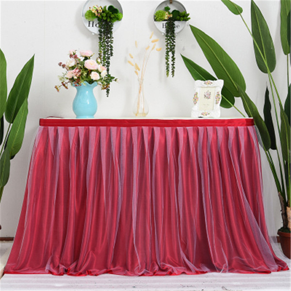 Wedding arrangement wedding fluffy table skirt conference table birthday dessert table sign in Taiwan decorative dress Freeshipping