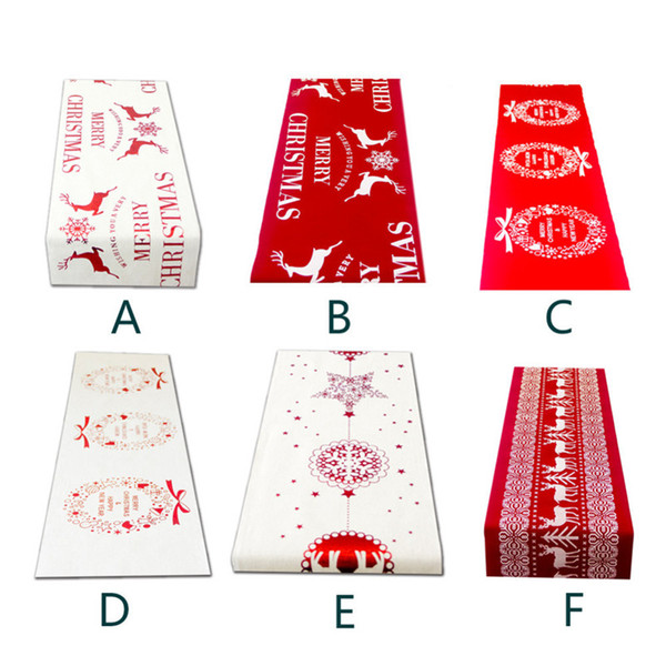 6 Style Christmas Linen Tablecloth Christmas Flag Home Party Decorative Elk Tapestry Red Table Runners Covers