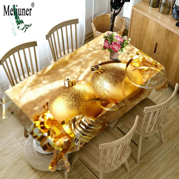 Meijunner OEM Custom 3D Table cloth Waterproof Thicken Rectangular Wedding Tablecloth Exquisite Christmas Decoration Pattern Tablecloth Home