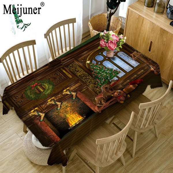 Meijunner Brand New OEM Custom 3D Table cloth Waterproof Thicken Rectangular Wedding Tablecloth Exquisite Christmas Home Textiles