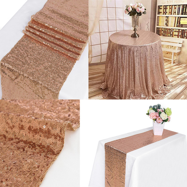 10pcs Rose Gold 12x72 Inch Sequin Table Runner Sequin Runner Wedding Party Dinner Reception, Bridal Wedding Runner,Christmas decorations