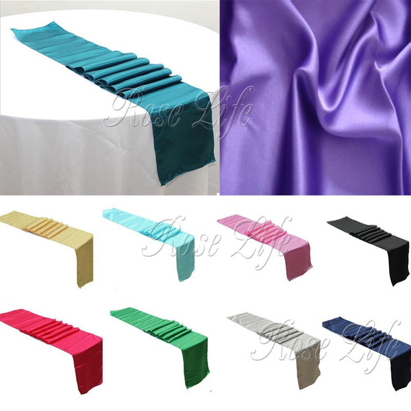 10Pcs/lot Satin Table Runner 30cm x 275cm For Wedding Party Banquet Table Decoration Supply Table Cover Tablecloth Accessories