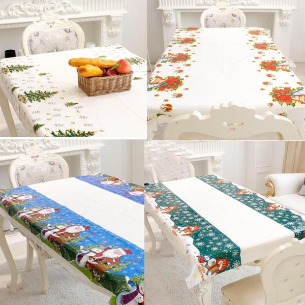 6Styles 110*180cm Disposable Merry Christmas Rectangular tablecloth Printed PVC Cartoon Dining Table Covers Home Christmas Decor FFA818