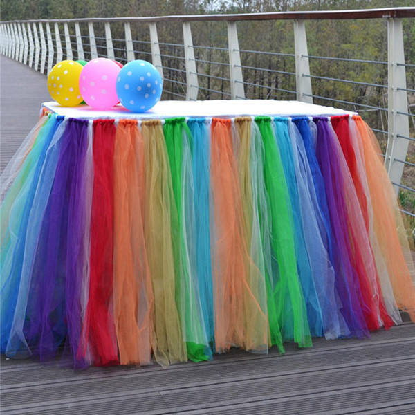 Multicolor Tulle Tutu Table Skirt Tableware For Wedding Party Birthday Decor Lace Table Cover Home Textiles Decorations WX9-870