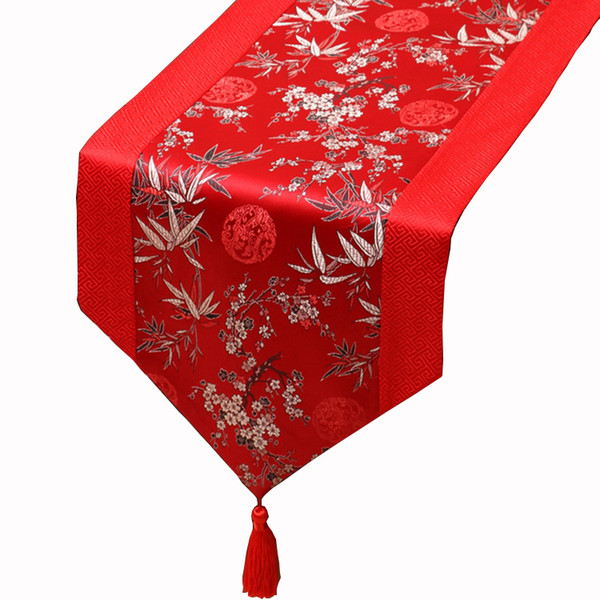 150 x 33 cm short Long Bamboo Silk Satin Table Runner Home Decoration Damask Coffee Table Cloth Rectangular Christmas Table Mats