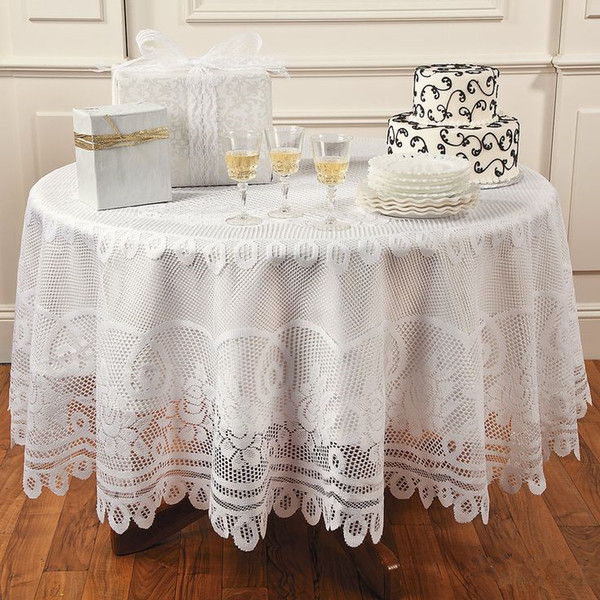 white polyester lace Jacquard lace tablecloth rose table cover round table cloths diameter 82 inch round free shipping