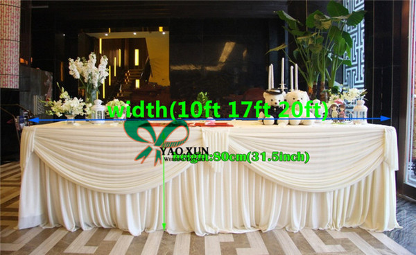 White Color 100% Ice Silk Table Skirt \ Table Cloth Skirting With Drape Swag